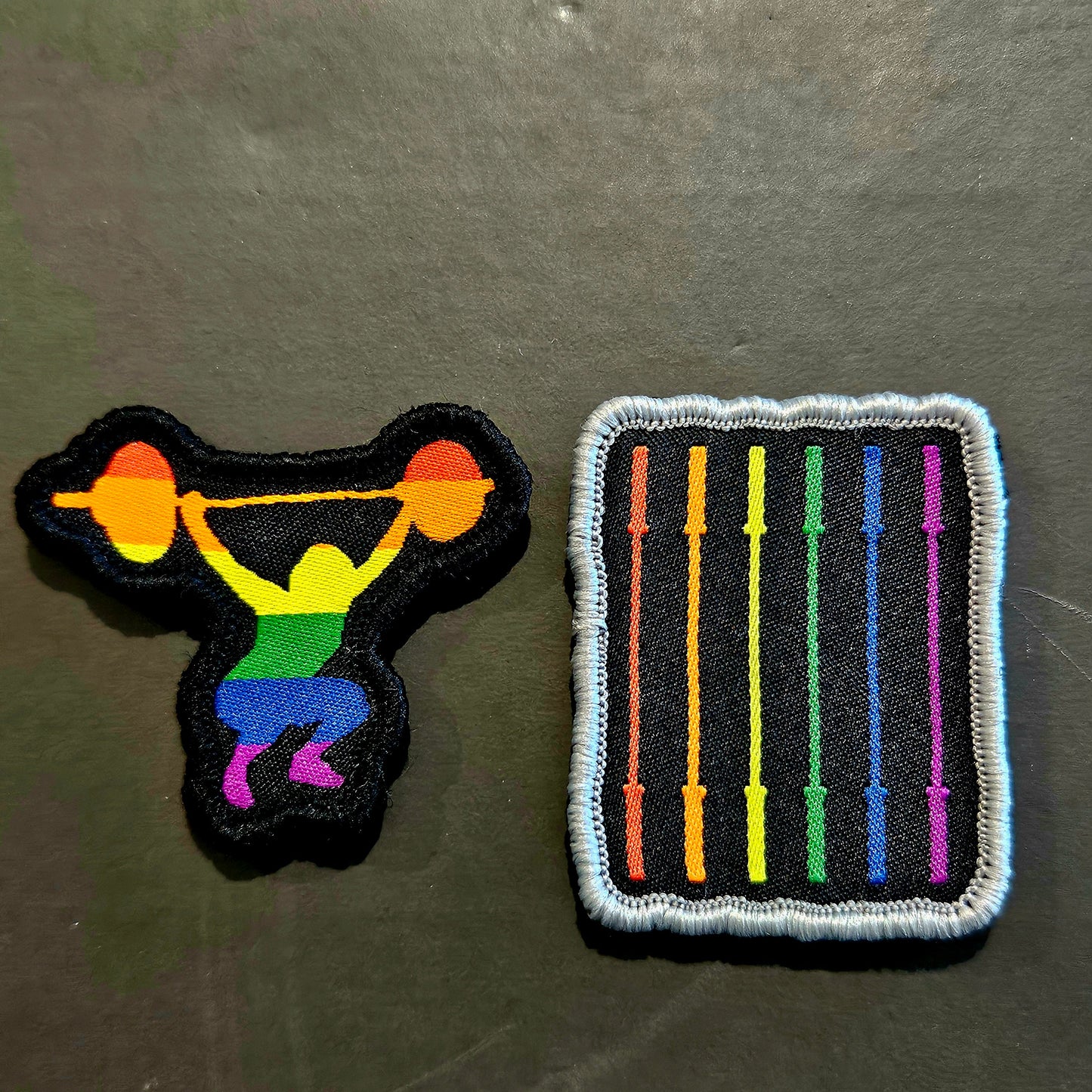 Rainbow Barbell woven patch