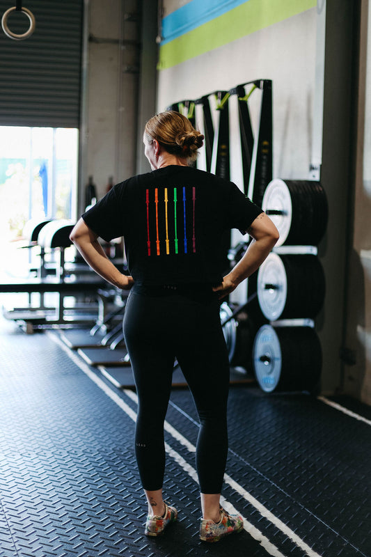 Rainbow Barbell relaxed cropped tee