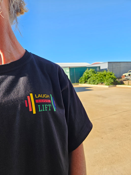 OG Laugh, Love, Lift  (Front and Back design) - Regular Tee (Clearance)