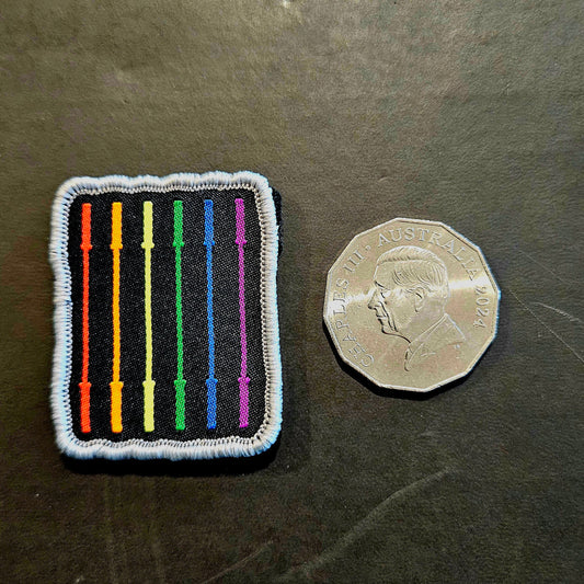 Rainbow Barbell woven patch