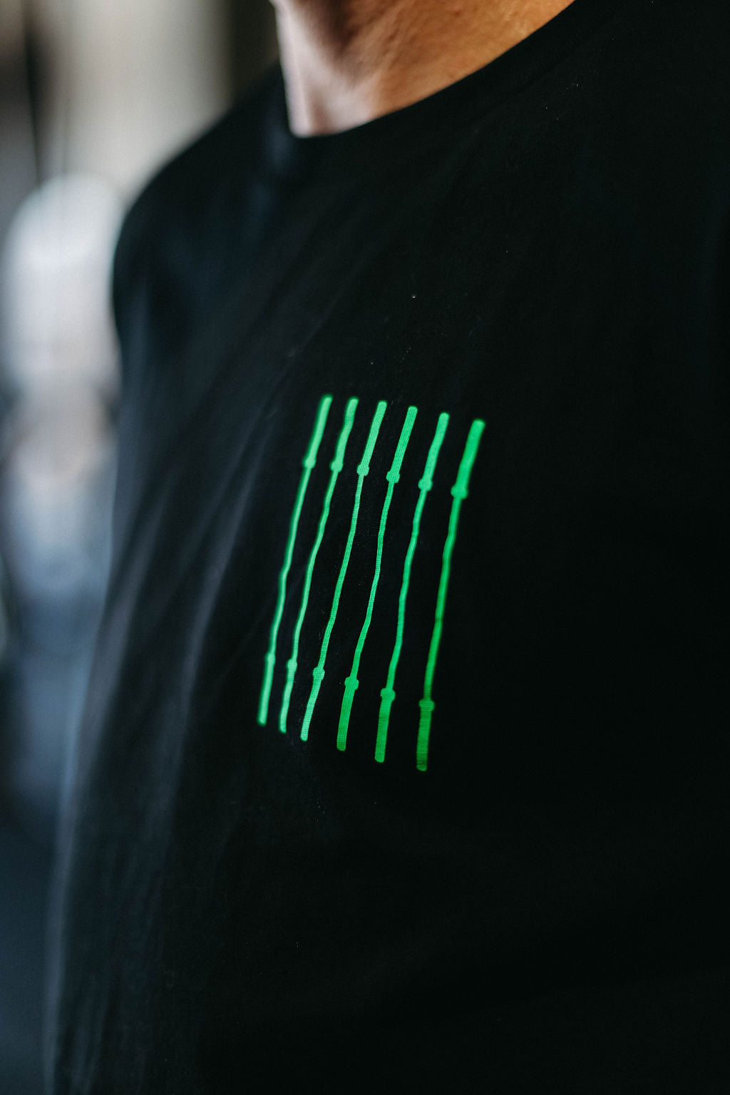 Lime Green Barbell relaxed cropped tee