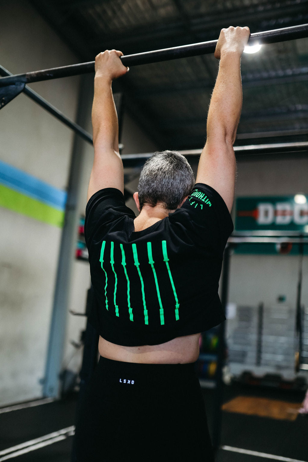 Lime Green Barbell relaxed cropped tee