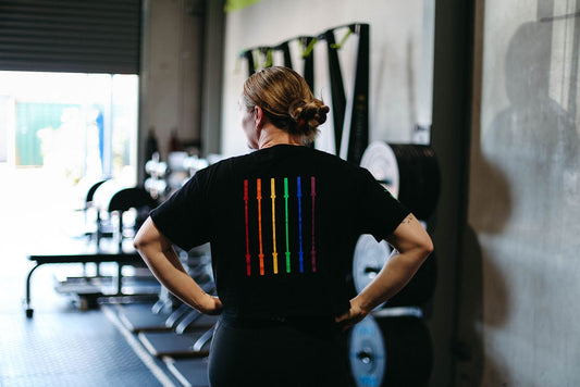 Rainbow Barbell relaxed cropped tee