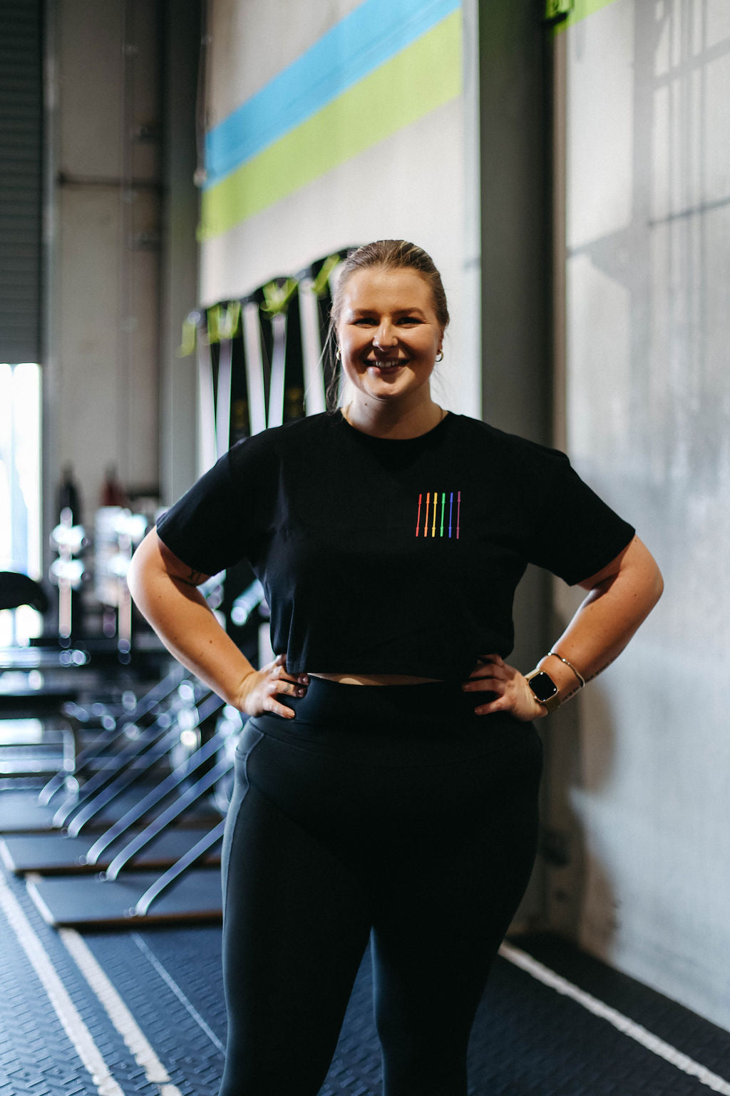 Rainbow Barbell relaxed cropped tee