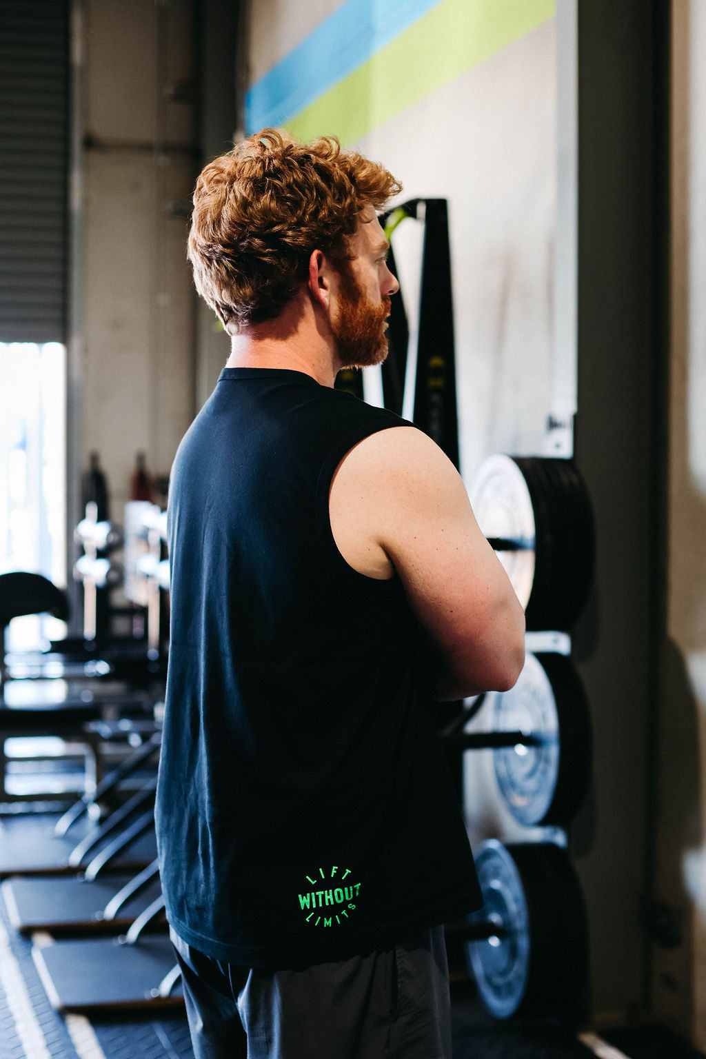 Rainbow Barbell muscle tee
